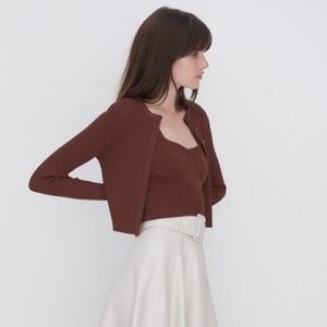 2PC SET ZARA KNIT TOP + CARDIGAN